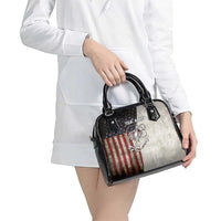 Personalized Distressed American Flag Bass Fishing Shoulder Handbag Hooked Fish and Rustic Vintage Theme - Wonder Print Shop