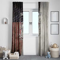 Personalized Distressed American Flag Bass Fishing Window Curtain Hooked Fish and Rustic Vintage Theme - Wonder Print Shop