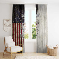 Personalized Distressed American Flag Bass Fishing Window Curtain Hooked Fish and Rustic Vintage Theme - Wonder Print Shop