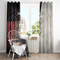 Personalized Distressed American Flag Bass Fishing Window Curtain Hooked Fish and Rustic Vintage Theme - Wonder Print Shop