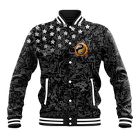Personalized Yin Yang Billiards Baseball Jacket 8 Ball and 9 Ball in Fiery Black Camo Pattern - Wonder Print Shop