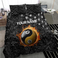 Personalized Yin Yang Billiards Bedding Set 8 Ball and 9 Ball in Fiery Black Camo Pattern - Wonder Print Shop