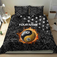 Personalized Yin Yang Billiards Bedding Set 8 Ball and 9 Ball in Fiery Black Camo Pattern - Wonder Print Shop