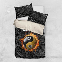 Personalized Yin Yang Billiards Bedding Set 8 Ball and 9 Ball in Fiery Black Camo Pattern - Wonder Print Shop