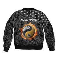 Personalized Yin Yang Billiards Bomber Jacket 8 Ball and 9 Ball in Fiery Black Camo Pattern - Wonder Print Shop