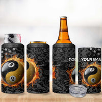 Personalized Yin Yang Billiards 4 in 1 Can Cooler Tumbler 8 Ball and 9 Ball in Fiery Black Camo Pattern - Wonder Print Shop