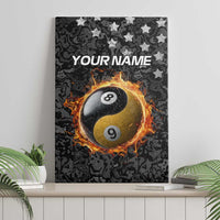 Personalized Yin Yang Billiards Canvas Wall Art 8 Ball and 9 Ball in Fiery Black Camo Pattern - Wonder Print Shop