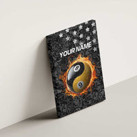 Personalized Yin Yang Billiards Canvas Wall Art 8 Ball and 9 Ball in Fiery Black Camo Pattern - Wonder Print Shop