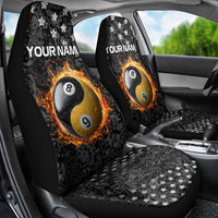 Personalized Yin Yang Billiards Car Seat Cover 8 Ball and 9 Ball in Fiery Black Camo Pattern - Wonder Print Shop
