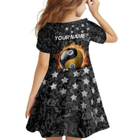 Personalized Yin Yang Billiards Family Matching Off Shoulder Maxi Dress and Hawaiian Shirt 8 Ball and 9 Ball in Fiery Black Camo Pattern - Wonder Print Shop