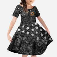 Personalized Yin Yang Billiards Family Matching Short Sleeve Bodycon Dress and Hawaiian Shirt 8 Ball and 9 Ball in Fiery Black Camo Pattern - Wonder Print Shop