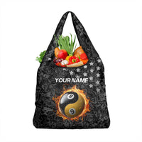 Personalized Yin Yang Billiards Grocery Bag 8 Ball and 9 Ball in Fiery Black Camo Pattern - Wonder Print Shop