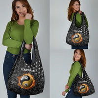 Personalized Yin Yang Billiards Grocery Bag 8 Ball and 9 Ball in Fiery Black Camo Pattern - Wonder Print Shop