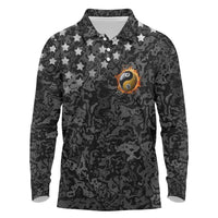 Personalized Yin Yang Billiards Long Sleeve Polo Shirt 8 Ball and 9 Ball in Fiery Black Camo Pattern - Wonder Print Shop