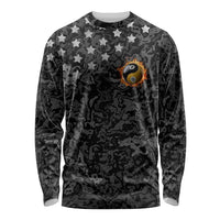 Personalized Yin Yang Billiards Long Sleeve Shirt 8 Ball and 9 Ball in Fiery Black Camo Pattern - Wonder Print Shop