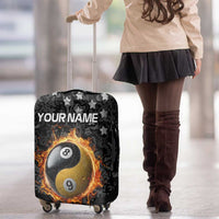 Personalized Yin Yang Billiards Luggage Cover 8 Ball and 9 Ball in Fiery Black Camo Pattern - Wonder Print Shop