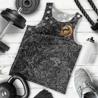 Personalized Yin Yang Billiards Men Tank Top 8 Ball and 9 Ball in Fiery Black Camo Pattern - Wonder Print Shop
