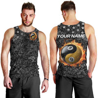 Personalized Yin Yang Billiards Men Tank Top 8 Ball and 9 Ball in Fiery Black Camo Pattern - Wonder Print Shop