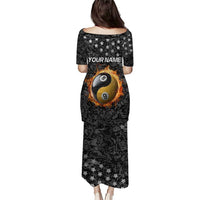 Personalized Yin Yang Billiards Puletasi 8 Ball and 9 Ball in Fiery Black Camo Pattern - Wonder Print Shop