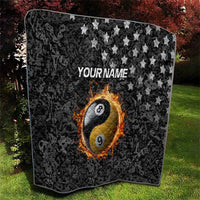 Personalized Yin Yang Billiards Quilt 8 Ball and 9 Ball in Fiery Black Camo Pattern - Wonder Print Shop