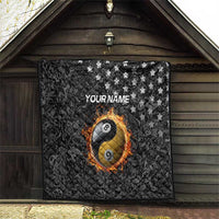 Personalized Yin Yang Billiards Quilt 8 Ball and 9 Ball in Fiery Black Camo Pattern - Wonder Print Shop