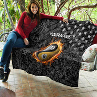 Personalized Yin Yang Billiards Quilt 8 Ball and 9 Ball in Fiery Black Camo Pattern - Wonder Print Shop