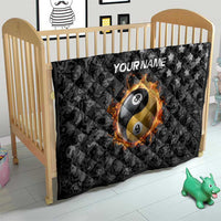 Personalized Yin Yang Billiards Quilt 8 Ball and 9 Ball in Fiery Black Camo Pattern - Wonder Print Shop