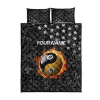 Personalized Yin Yang Billiards Quilt Bed Set 8 Ball and 9 Ball in Fiery Black Camo Pattern - Wonder Print Shop