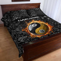 Personalized Yin Yang Billiards Quilt Bed Set 8 Ball and 9 Ball in Fiery Black Camo Pattern - Wonder Print Shop