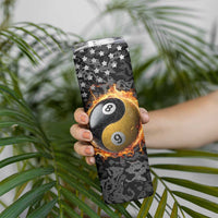 Personalized Yin Yang Billiards Skinny Tumbler 8 Ball and 9 Ball in Fiery Black Camo Pattern - Wonder Print Shop