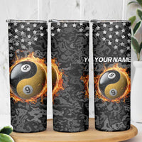 Personalized Yin Yang Billiards Skinny Tumbler 8 Ball and 9 Ball in Fiery Black Camo Pattern - Wonder Print Shop