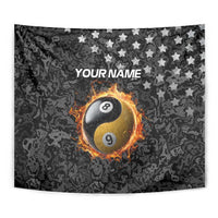 Personalized Yin Yang Billiards Tapestry 8 Ball and 9 Ball in Fiery Black Camo Pattern - Wonder Print Shop