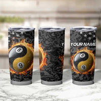 Personalized Yin Yang Billiards Tumbler Cup 8 Ball and 9 Ball in Fiery Black Camo Pattern - Wonder Print Shop