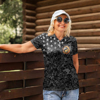 Personalized Yin Yang Billiards Women Polo Shirt 8 Ball and 9 Ball in Fiery Black Camo Pattern - Wonder Print Shop