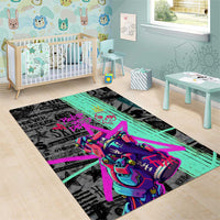 Punk Cheetah Graffiti Area Rug with Punk Not Dead Street Art and Neon Jungle Design - Wonder Print Shop