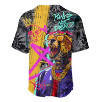 Punk Cheetah Graffiti Baseball Jersey with Punk Not Dead Street Art and Neon Jungle Design - Wonder Print Shop