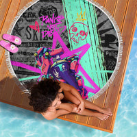 Punk Cheetah Graffiti Beach Blanket with Punk Not Dead Street Art and Neon Jungle Design - Wonder Print Shop