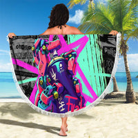 Punk Cheetah Graffiti Beach Blanket with Punk Not Dead Street Art and Neon Jungle Design - Wonder Print Shop