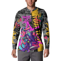 Punk Cheetah Graffiti Button Sweatshirt with Punk Not Dead Street Art and Neon Jungle Design - Wonder Print Shop