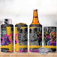 Punk Cheetah Graffiti 4 in 1 Can Cooler Tumbler with Punk Not Dead Street Art and Neon Jungle Design - Wonder Print Shop