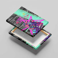 Punk Cheetah Graffiti Canvas Wall Art with Punk Not Dead Street Art and Neon Jungle Design - Wonder Print Shop