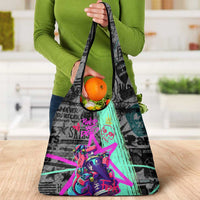 Punk Cheetah Graffiti Grocery Bag with Punk Not Dead Street Art and Neon Jungle Design - Wonder Print Shop