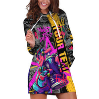 Punk Cheetah Graffiti Hoodie Dress with Punk Not Dead Street Art and Neon Jungle Design - Wonder Print Shop
