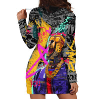 Punk Cheetah Graffiti Hoodie Dress with Punk Not Dead Street Art and Neon Jungle Design - Wonder Print Shop