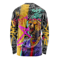 Punk Cheetah Graffiti Long Sleeve Shirt with Punk Not Dead Street Art and Neon Jungle Design - Wonder Print Shop