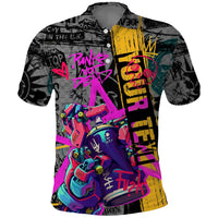 Punk Cheetah Graffiti Polo Shirt with Punk Not Dead Street Art and Neon Jungle Design - Wonder Print Shop
