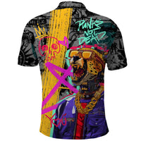 Punk Cheetah Graffiti Polo Shirt with Punk Not Dead Street Art and Neon Jungle Design - Wonder Print Shop