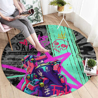 Punk Cheetah Graffiti Round Carpet with Punk Not Dead Street Art and Neon Jungle Design - Wonder Print Shop