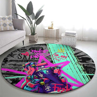 Punk Cheetah Graffiti Round Carpet with Punk Not Dead Street Art and Neon Jungle Design - Wonder Print Shop