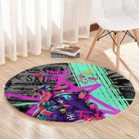 Punk Cheetah Graffiti Round Carpet with Punk Not Dead Street Art and Neon Jungle Design - Wonder Print Shop